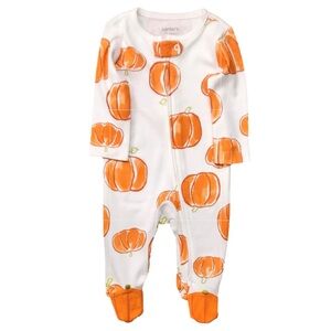 CARTERS FOOTED PUMPKIN SLEEP AND PLAY - WHITE SIZE 6 MONTH (NEW WITH TAGS)